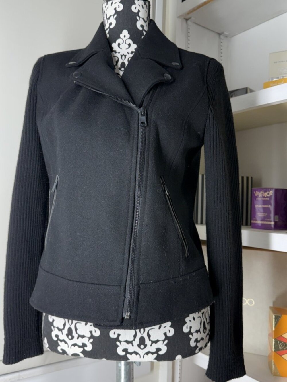 Banana Republic Women’s Shirt Wool Moto Jacket Black Size S Asymmetrical Zip